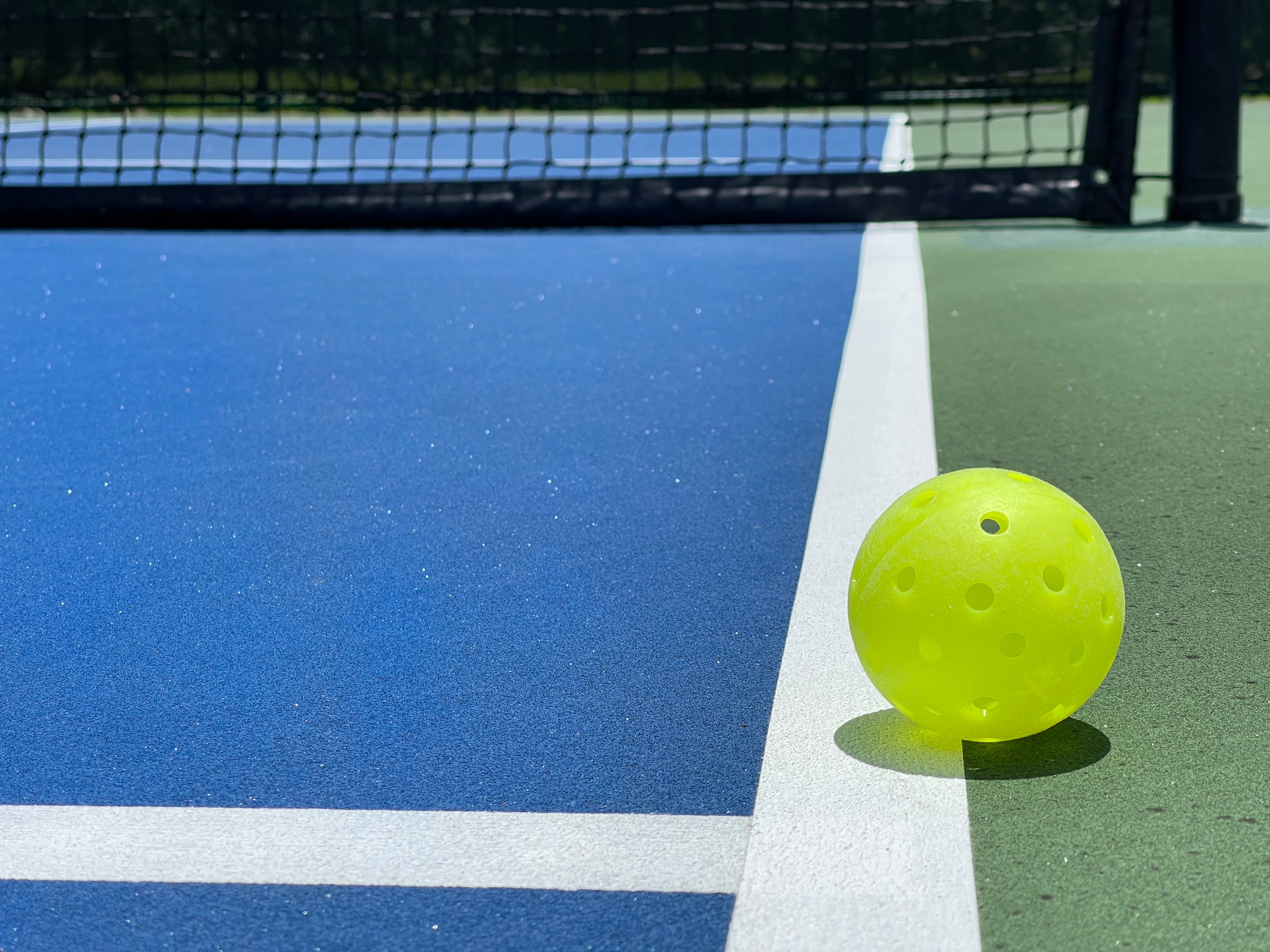 Pickleball on side of court stock pic (No. 2011278296)